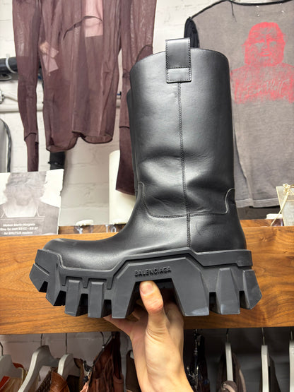 Balenciaga 'Bulldozer' Black Leather Platform Sole Combat Boots