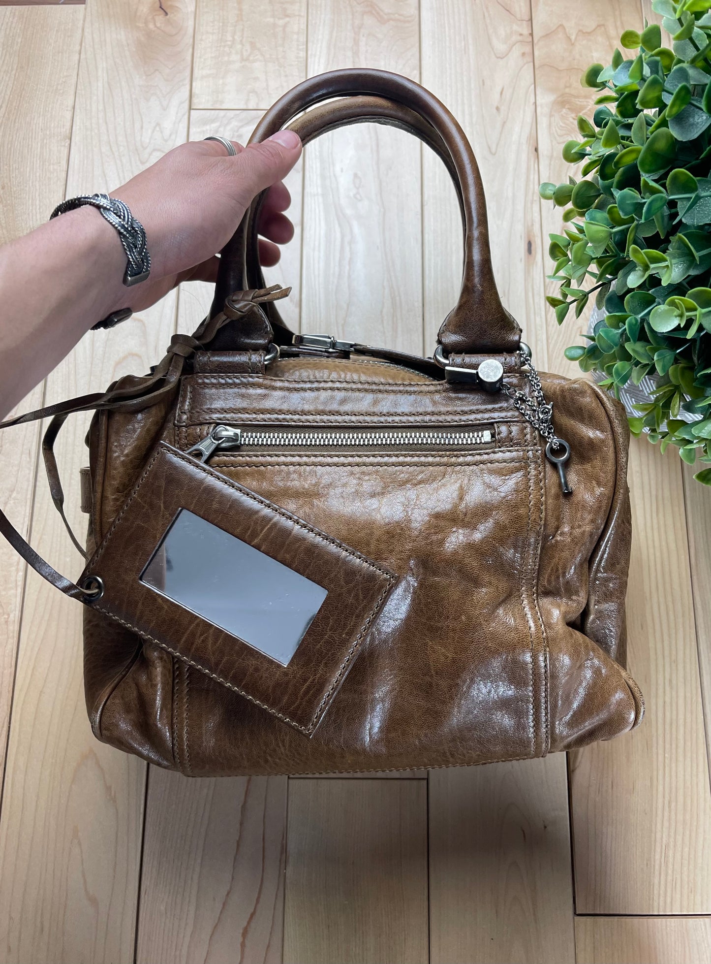 Balenciaga ‘Whistle’ Calfskin Leather Square Shoulder/Top Handle Bag