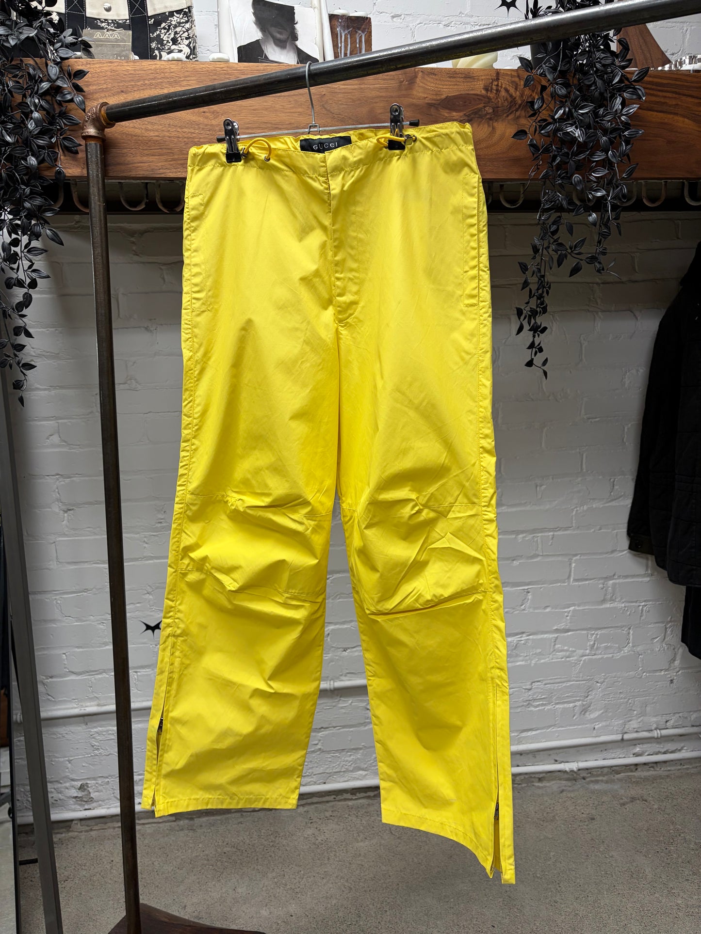 SS2014 Gucci Waterproof Yellow Nylon Straight Cut Track Pants