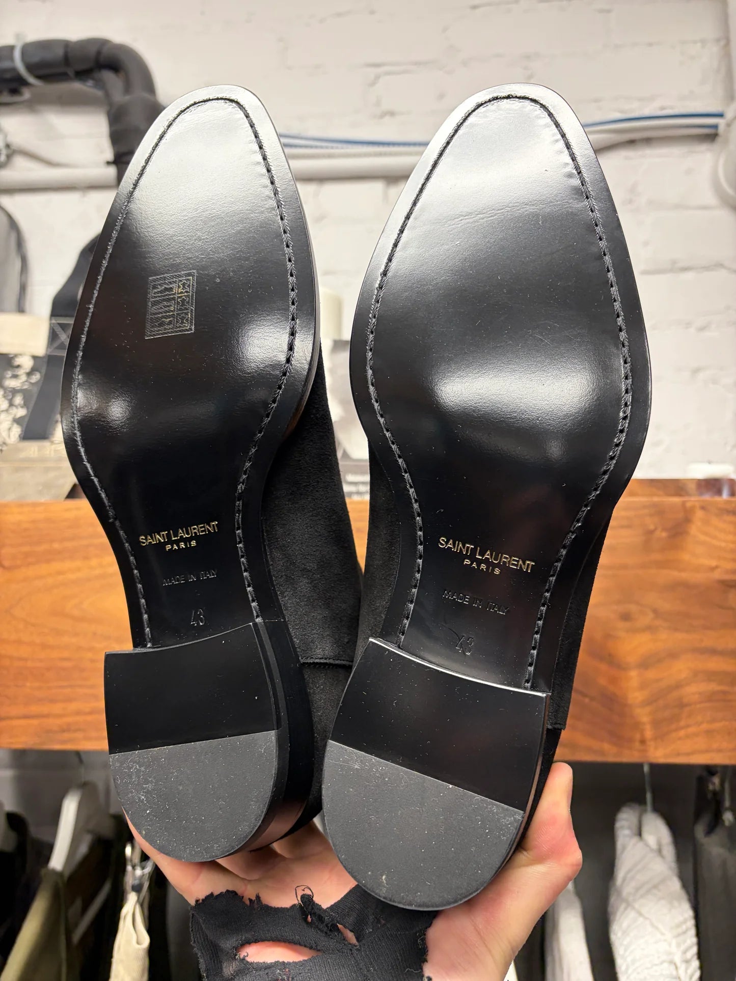 Saint Laurent ‘Wyatt’ Black Suede Chelsea Boots