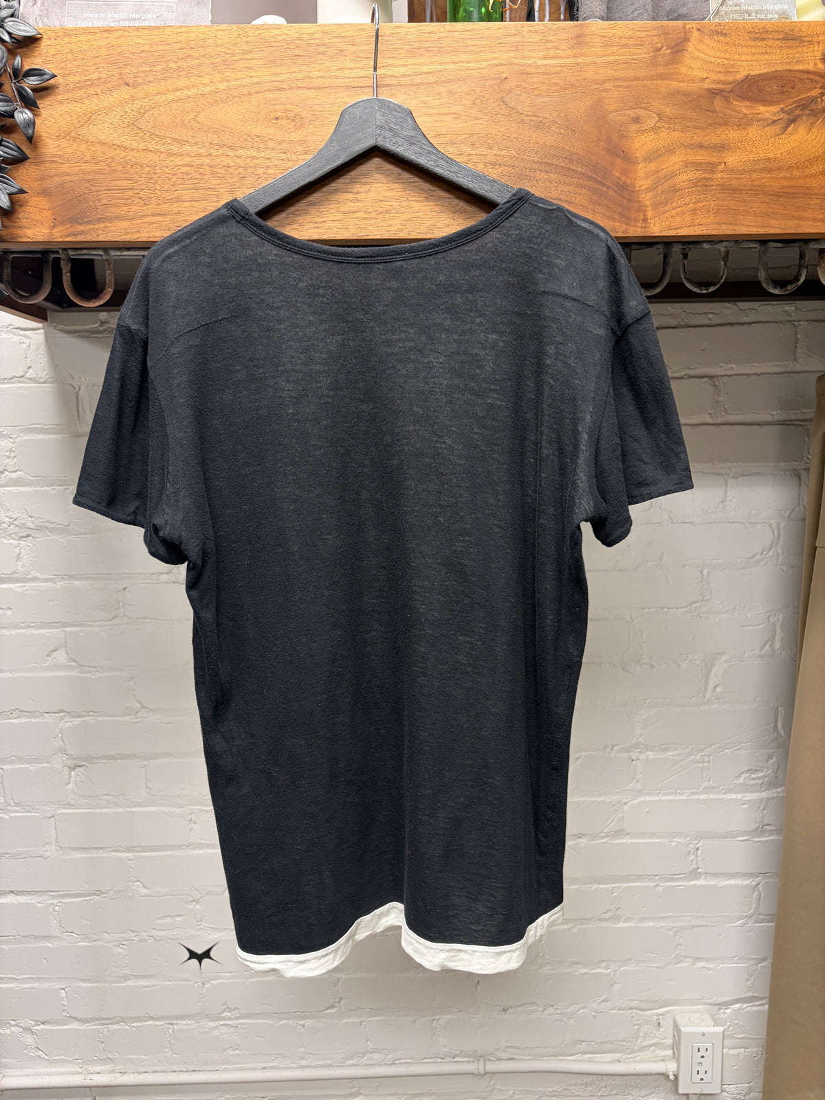 SS2003 Dior Homme by Hedi Slimane ‘Follow Me’ Double Layered Sheer Cotton Black T-Shirt
