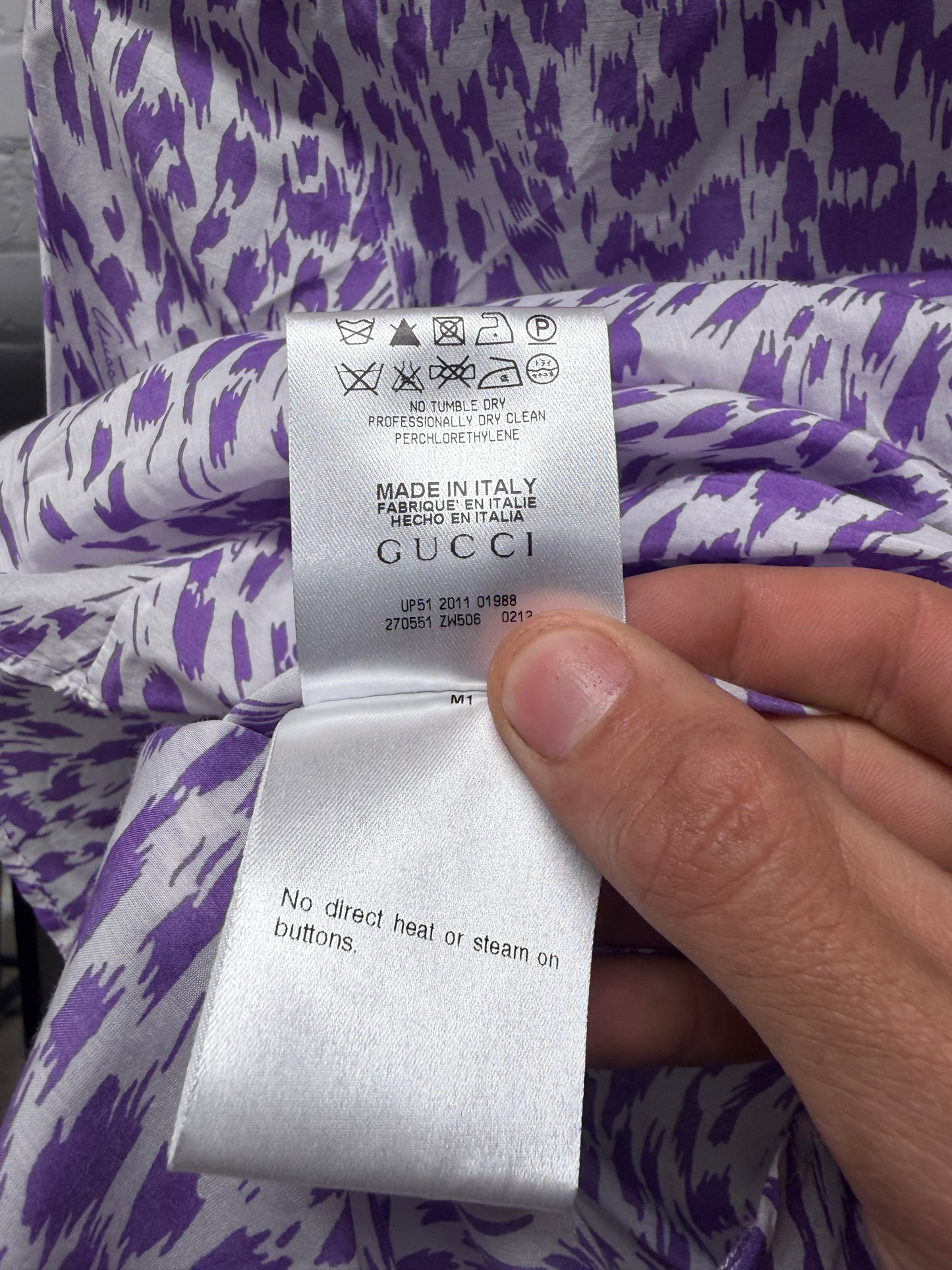2000s Gucci Purple Leopard Print Slim Fit Button Up Shirt