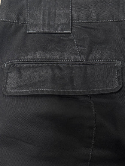 SS1999 Jean Paul Gaultier Waxed Black ‘Zipper Flare’ Cargo Pants