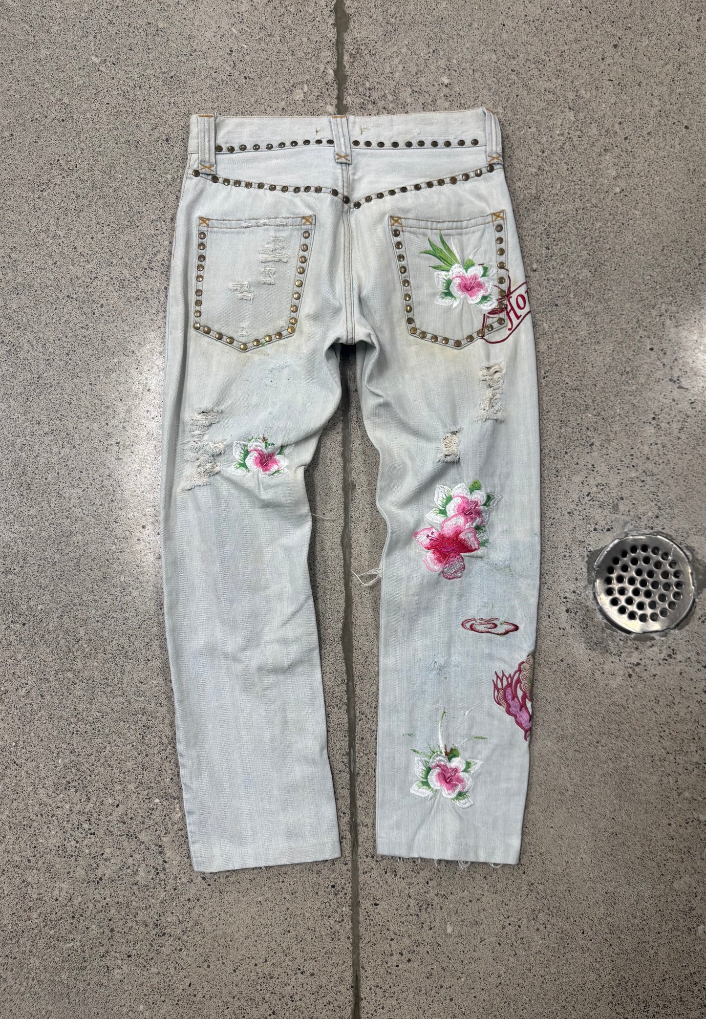 SS2005 Dolce & Gabbana ‘Aloha’ Studded Light Wash Denim