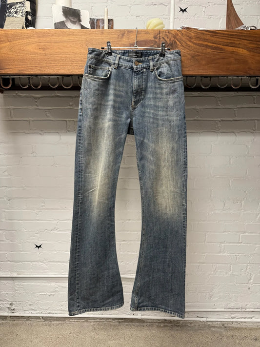 2023 Balenciaga ‘Lost Tapes’ Flared Dirt Wash Blue Denim