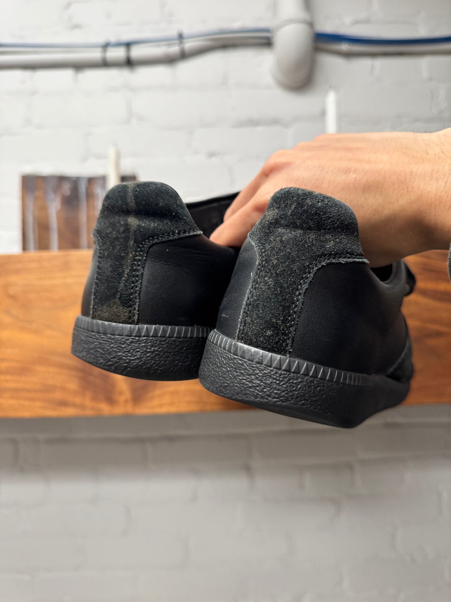 Maison Margiela Replica ‘G.A.T.’ Black Suede/Leather Low Top Sneakers