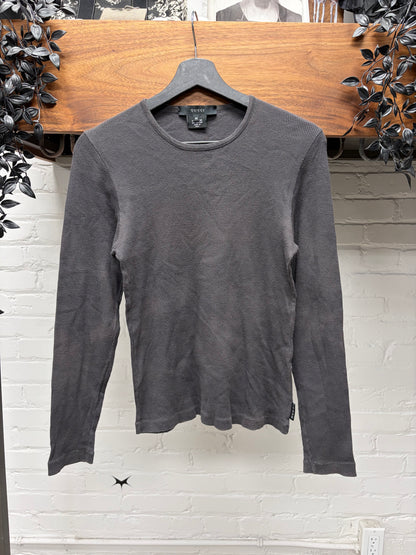 Vintage Gucci Grey Ribbed Cotton Long Sleeve Shirt