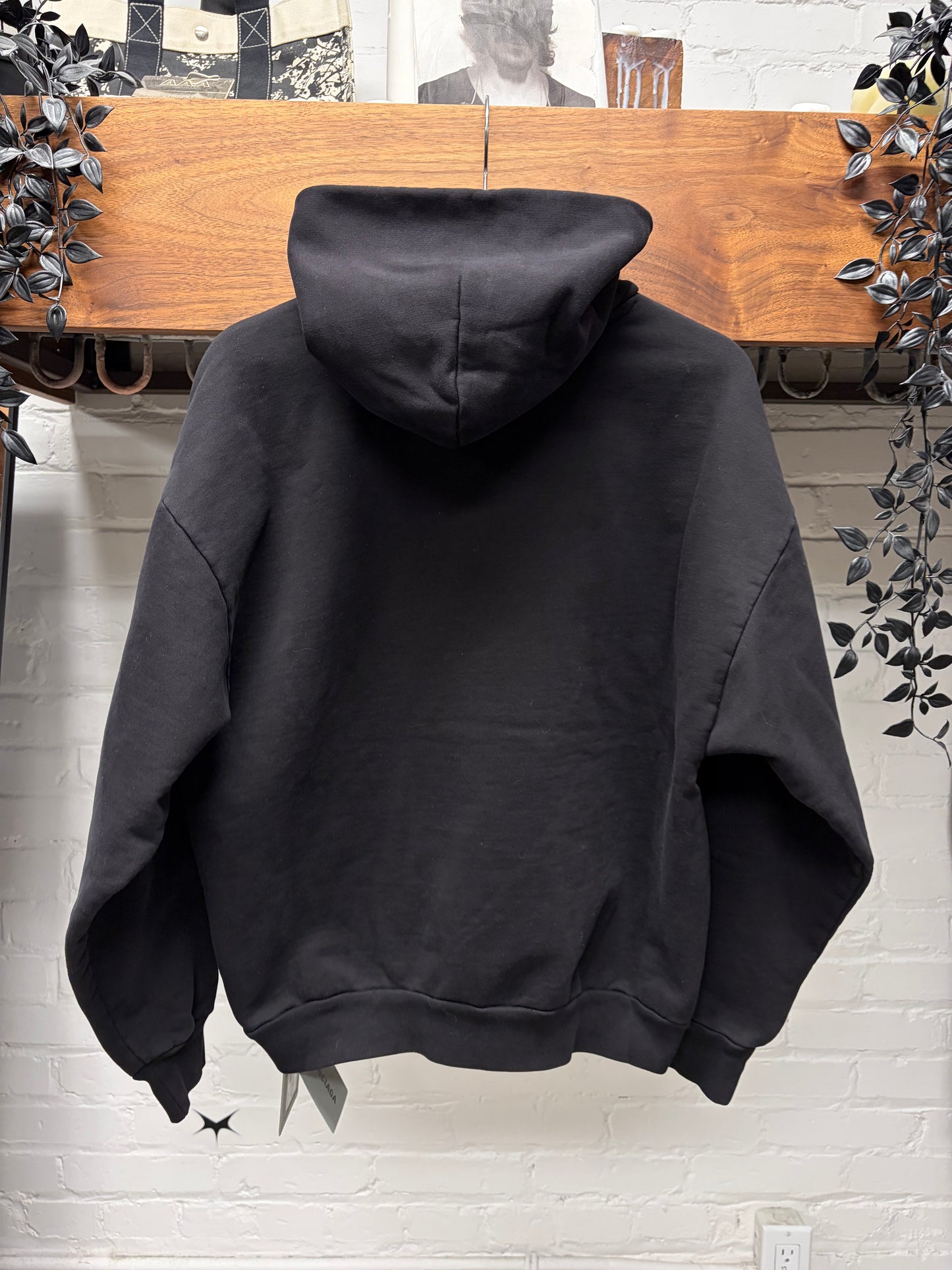 SS2024 Balenciaga ‘Institutional’ Embroidered Black Logo Hoodie