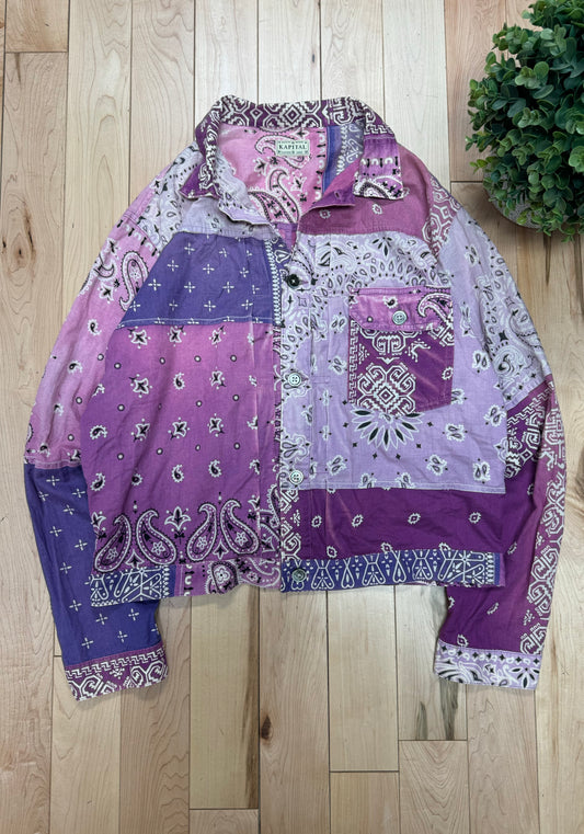 Kapital ‘Bandanna’ Purple Patchwork Button Down Trucker Jacket