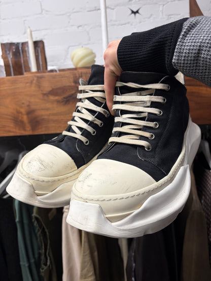 Rick Owens ‘Abstract Sole’ Ramones Black Canvas Low Top Sneakers