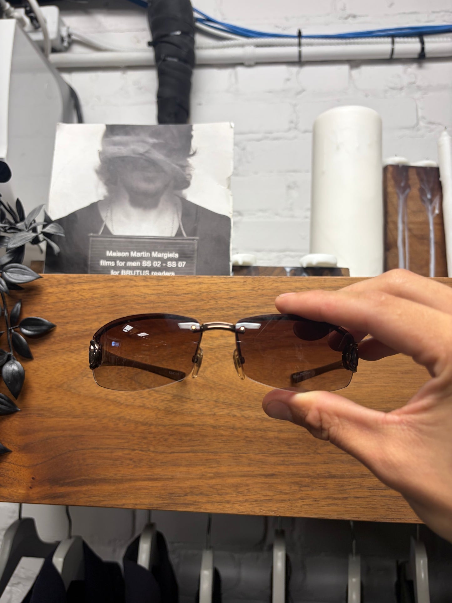 2000s Gucci Brown Tinted ‘Horsebit’ Rimless Sunglasses