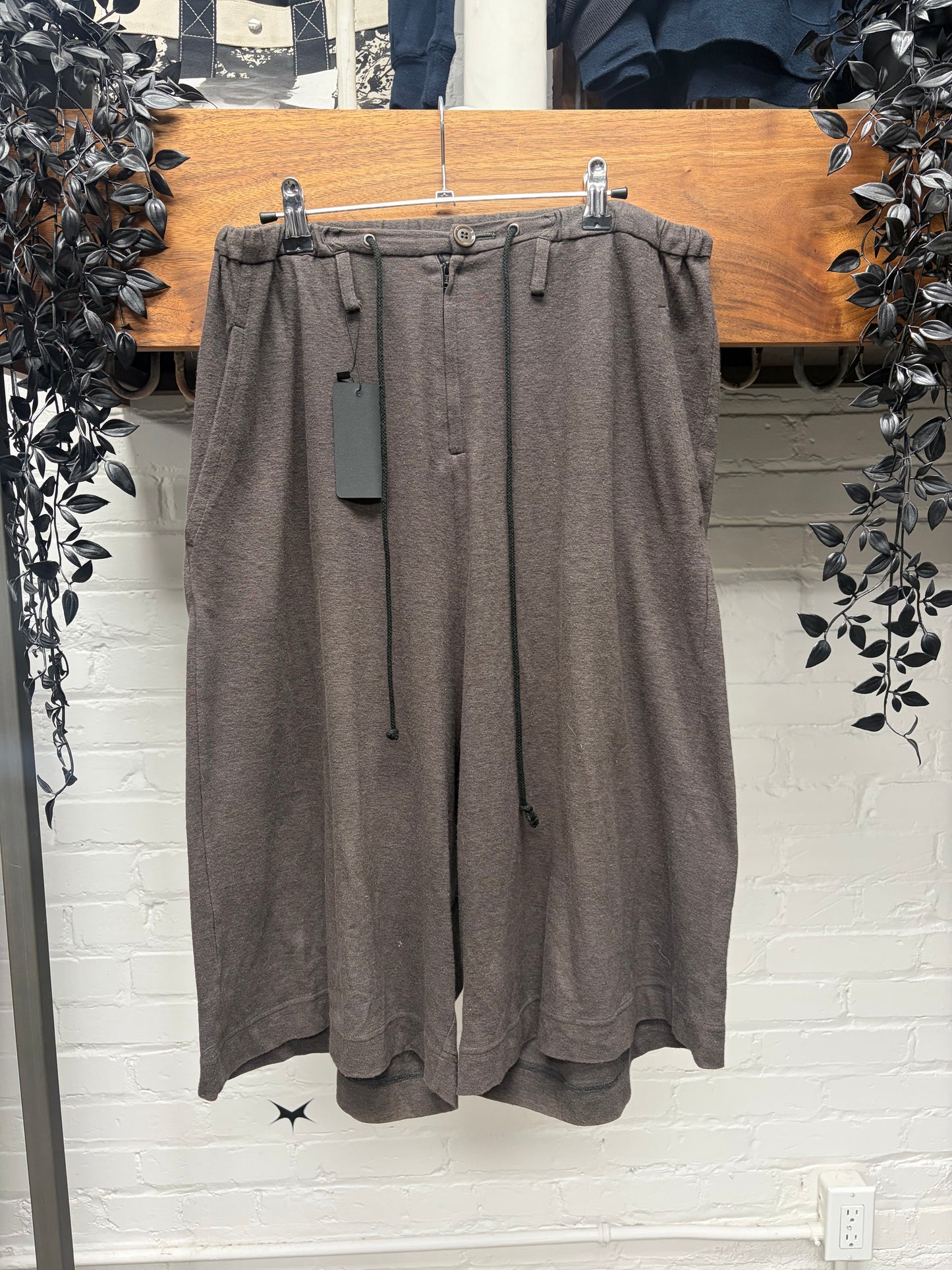 Yohji Yamamoto ‘Y’s’ Brown Drop Crotch Drawstring Shorts