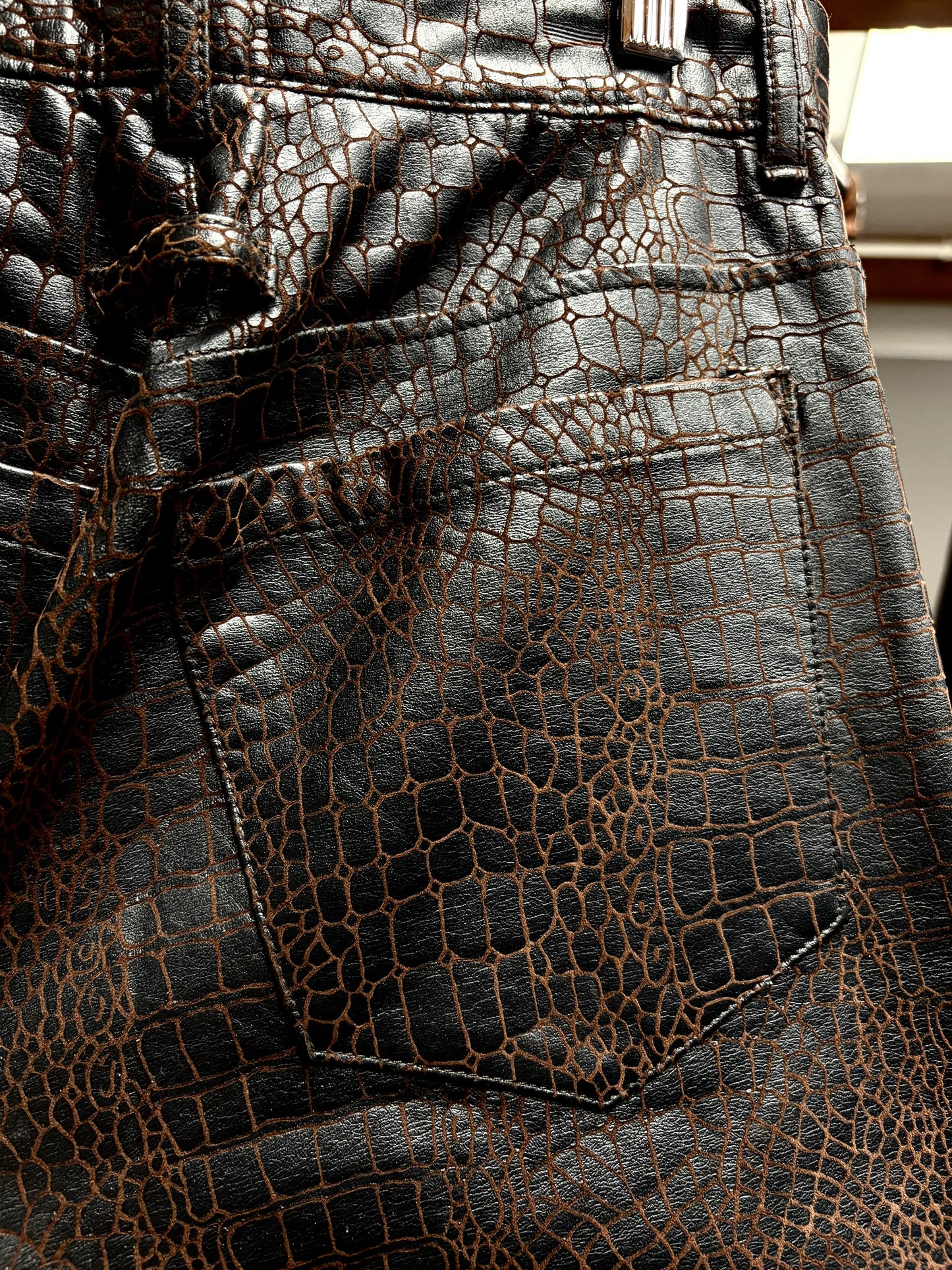 Vintage Jean Paul Gaultier Homme Crocodile Embossed Genuine Leather Pants