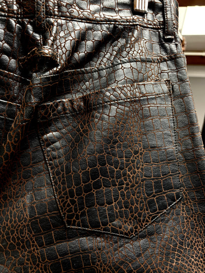 Vintage Jean Paul Gaultier Homme Crocodile Embossed Genuine Leather Pants