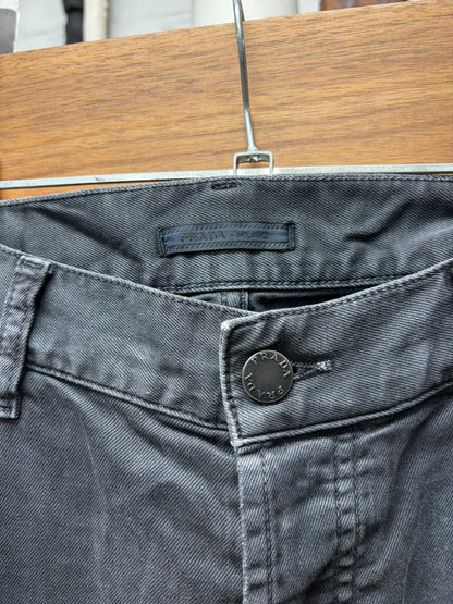 2015 Prada Faded Black Stacked Length Skinny Jeans