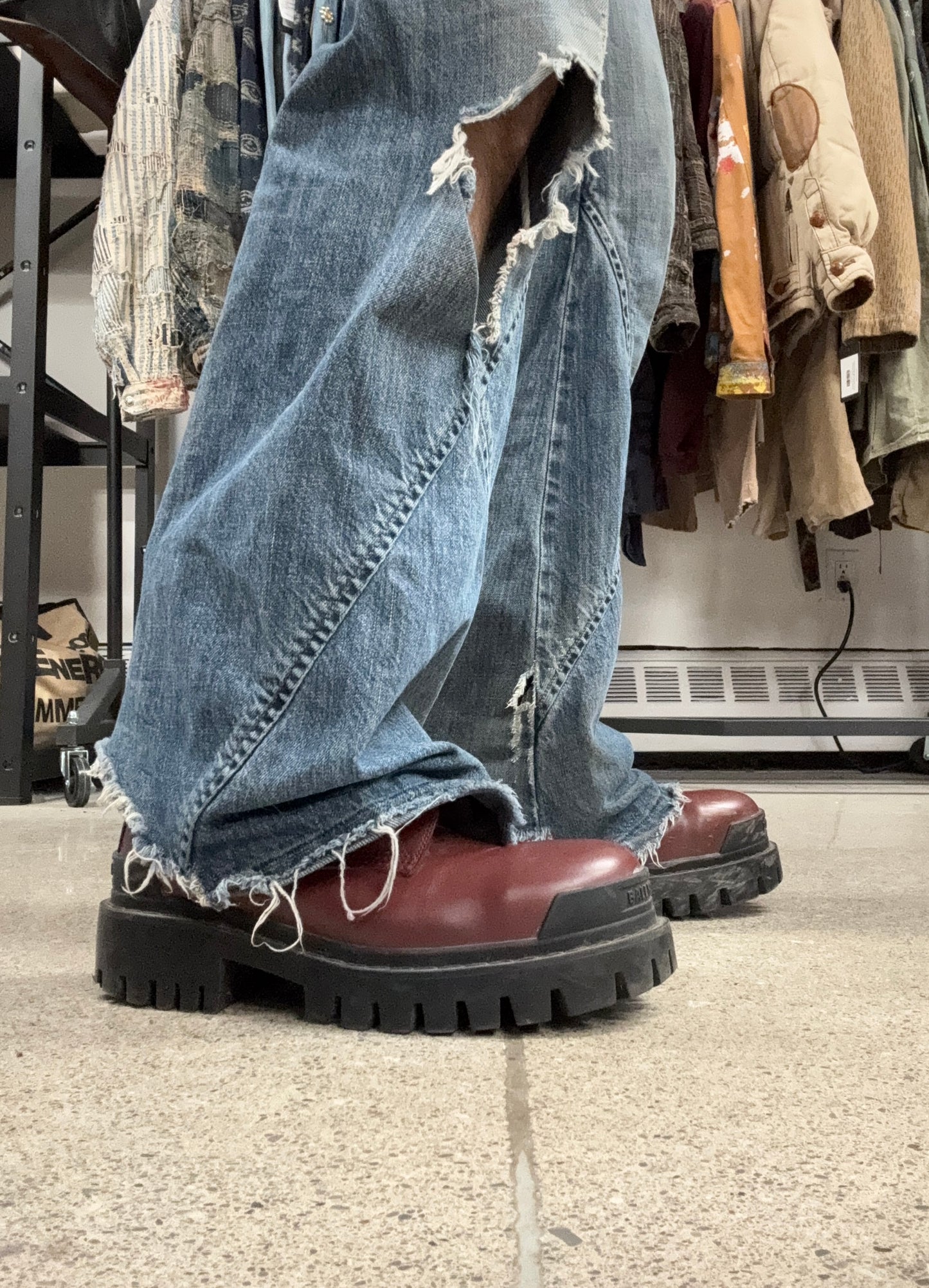 Balenciaga ‘Strike’ Red Leather Combat Boots