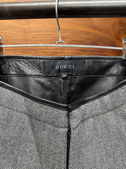 AW2000 Gucci by Tom Ford Herringbone/Leather Biker Pants