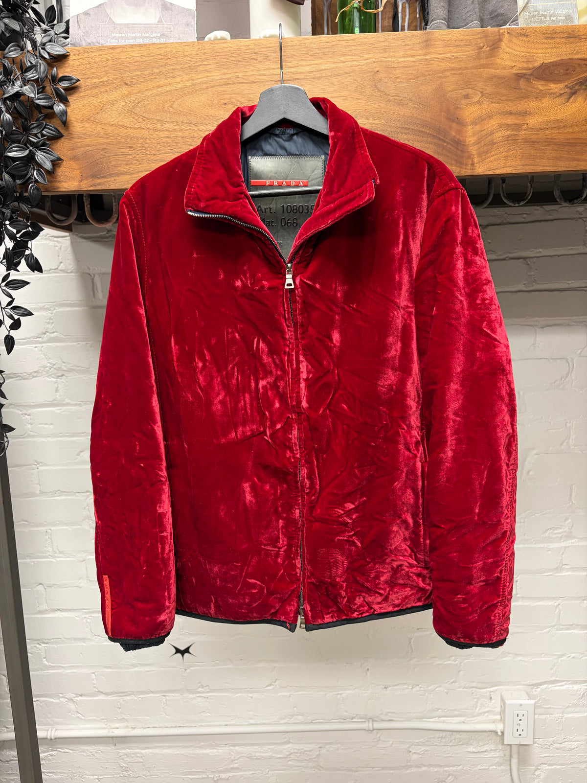 Vintage Prada Sport Crushed Velour Jacket with Nylon Shell Interior