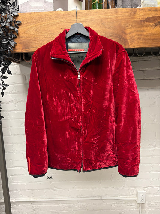 Vintage Prada Sport Crushed Velour Jacket with Nylon Shell Interior
