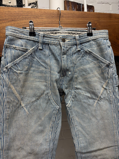 Number (N)ine ‘Crying Heart Patch’ Hickory Striped Blue Skinny Jeans
