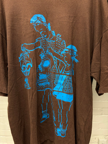 SS2020 Undercover ‘Gas Mask’ Brown/Blue Oversized Graphic T-Shirt