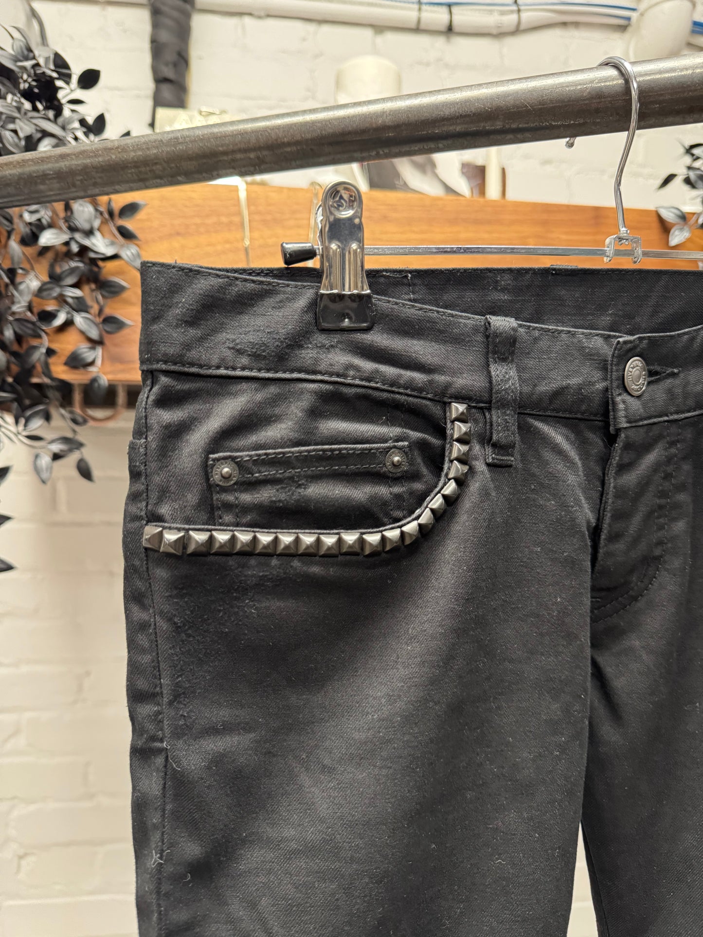 2000s Hysteric Glamour ‘Thrash Distressed’ Studded Black Skinny Jeans