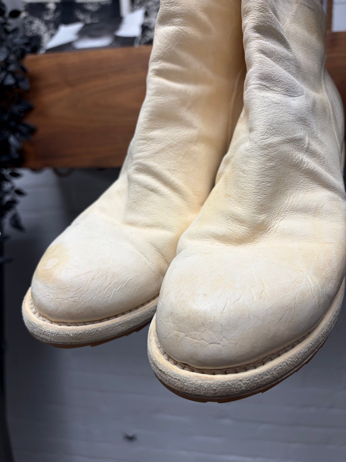 Guidi ‘788Z’  Cream White Horse Leather Back-Zip Boots