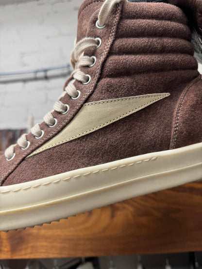 AW2024 Rick Owens ‘Porterville’ Dust Brown Suede ‘Vans’ High Top Sneakers