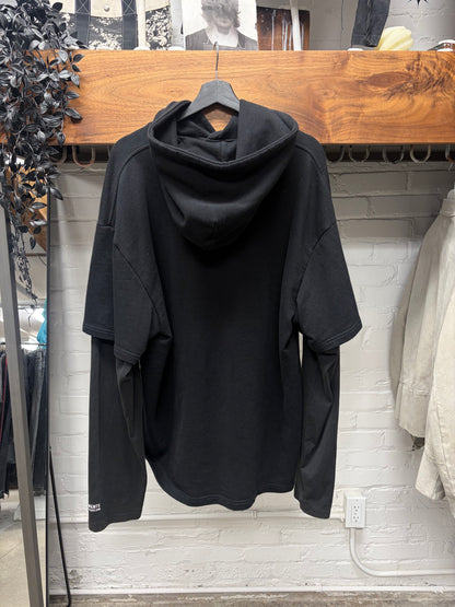 AW2018 Vetements ‘Tricolor’ Embroidered Logo Layered Black Hoodie