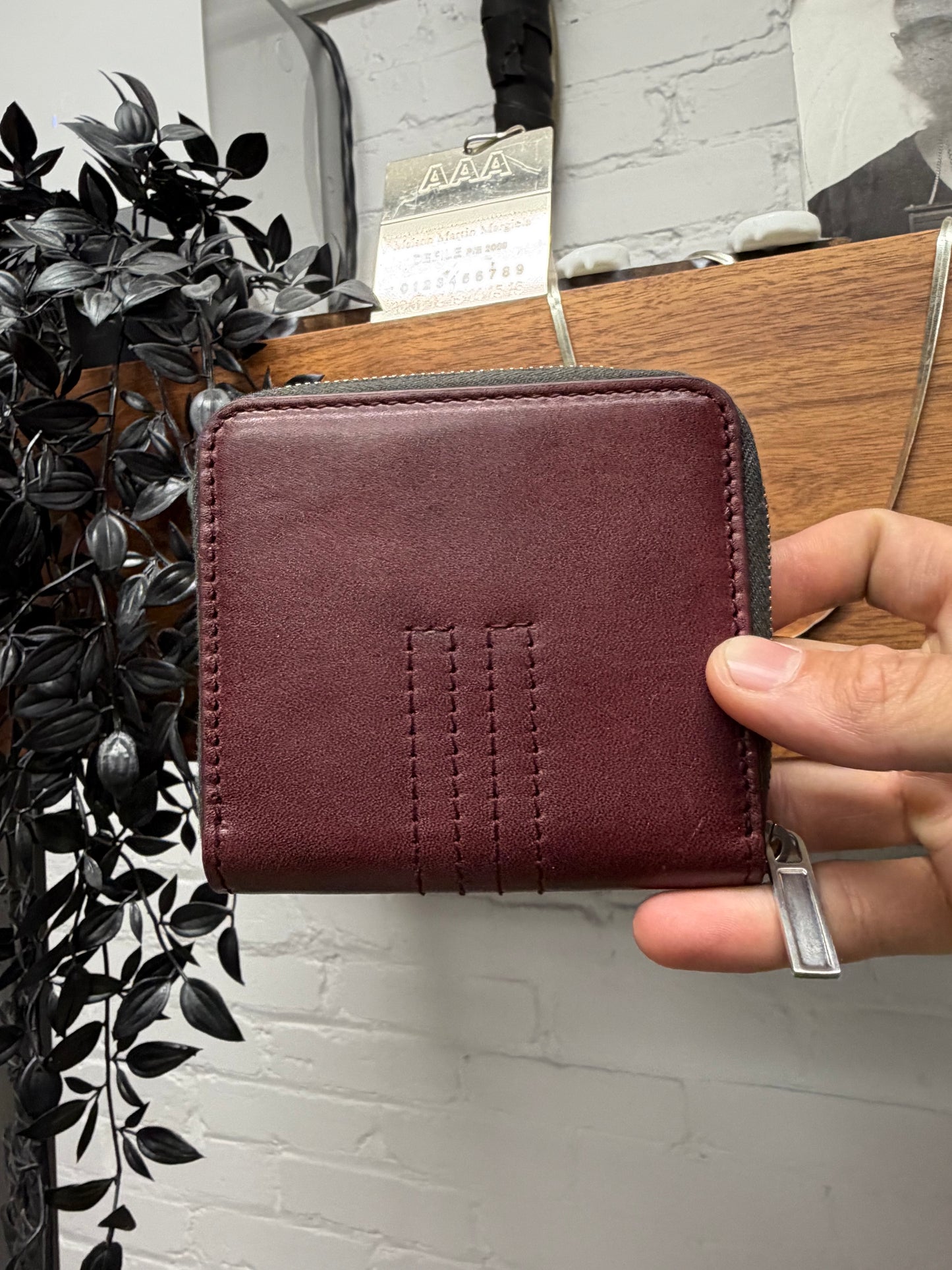 AW2023 Rick Owens ‘Luxor’ Bordeaux Leather Zip-Up Wallet