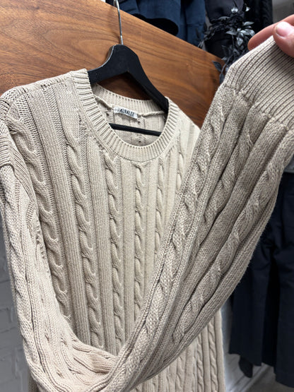 Aura Lee Brown Wool Cable Knit Sweater