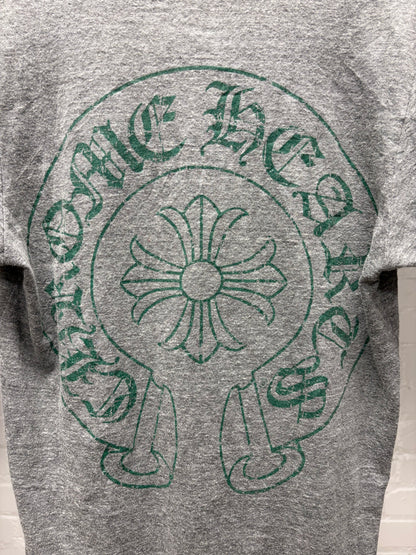 Chrome Hearts Grey/Green ‘Horseshoe Logo’ V-Neck T-Shirt