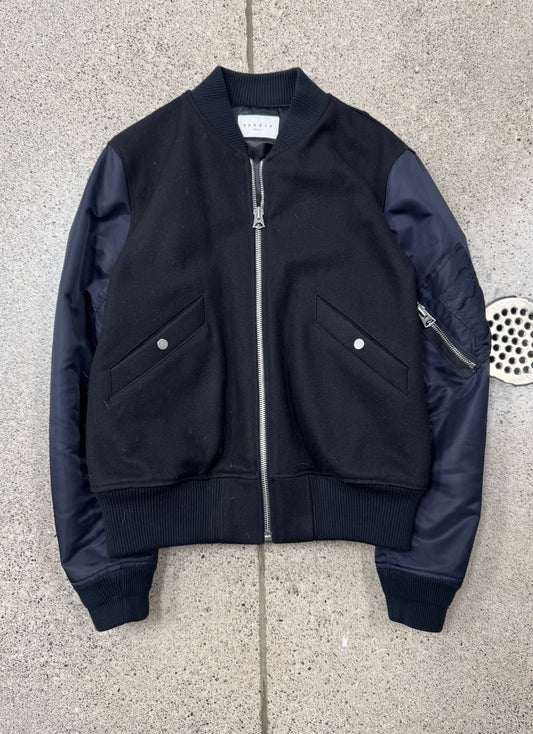 Sandro Wool/Nylon Down Filled Bomber Jacket