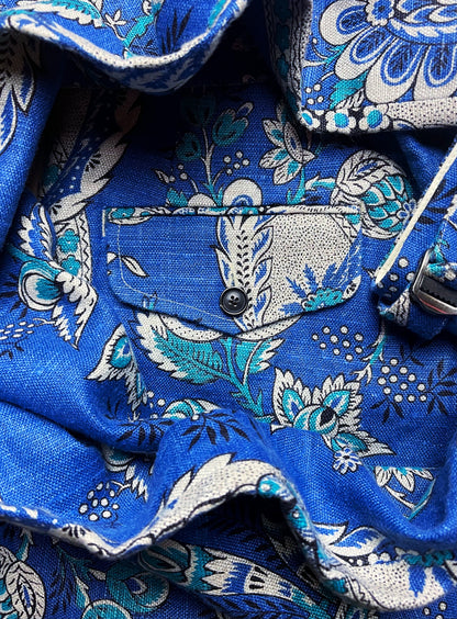 Bode American Linen Floral Print Wide Leg Trousers