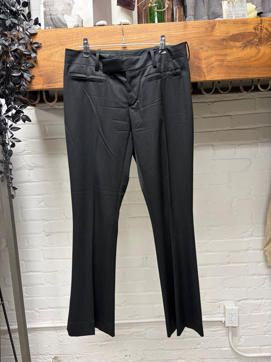 AW2004 Gucci by Tom Ford Pleated Black Slim Cut Flared Leg Trousers