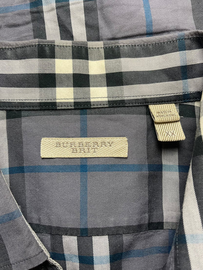 Burberry Nova Check Blue Plaid Button Down Shirt