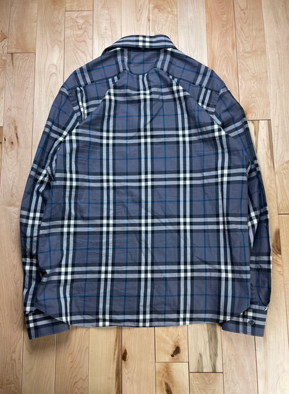 Burberry Nova Check Blue Plaid Button Down Shirt