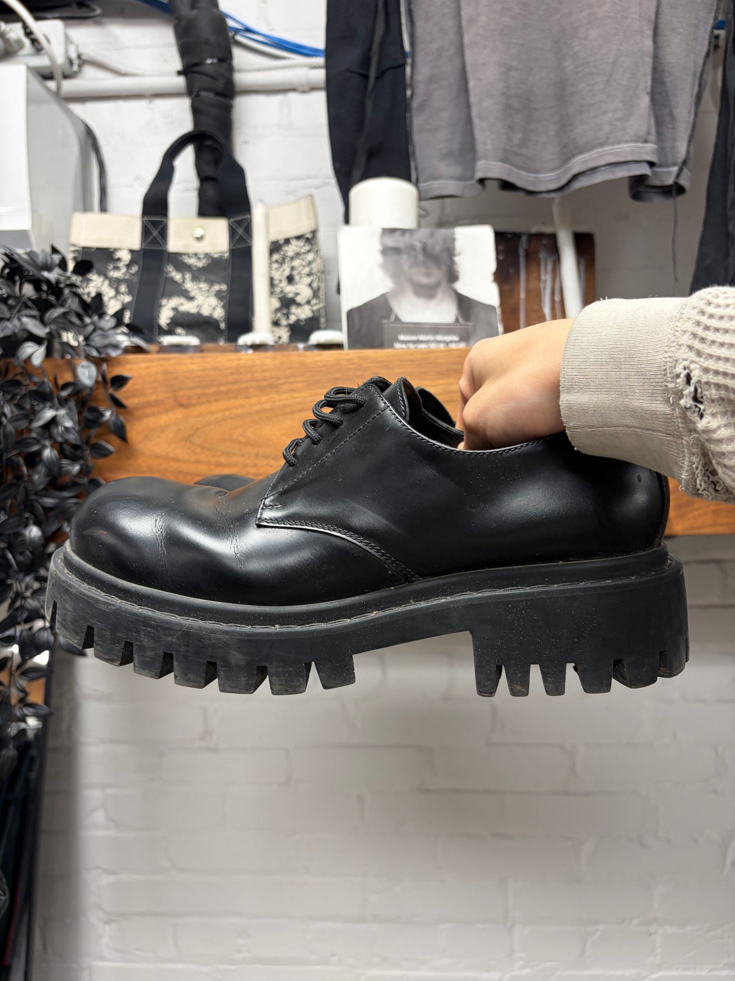 Balenciaga ‘Sergent’ 20mm Platform Sole Black Calfskin Leather Derbys