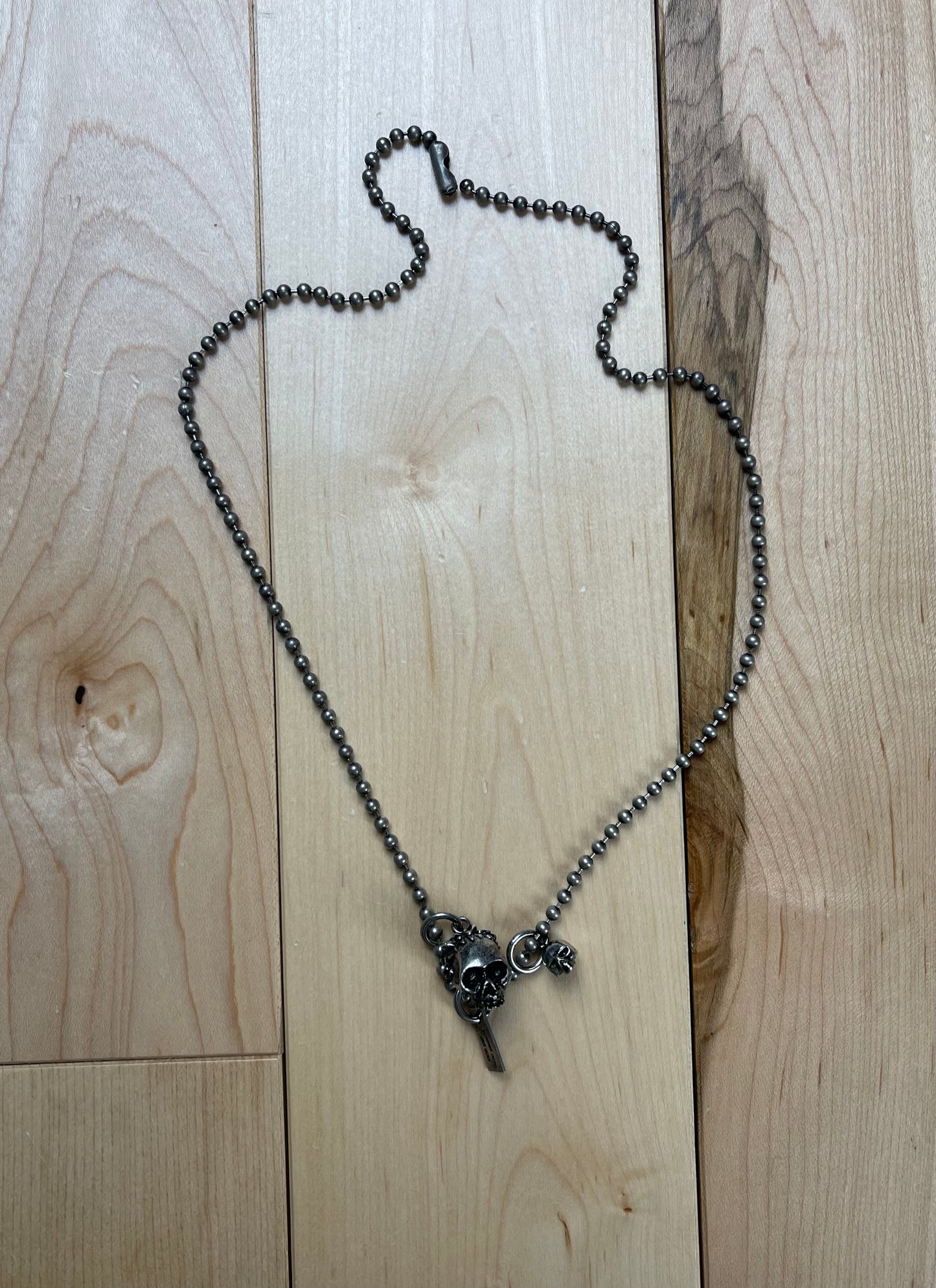 Number (N)ine 925 Silver Double Skull Necklace