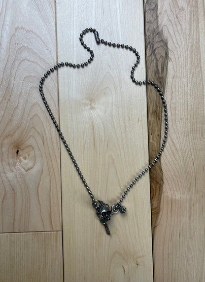 Number (N)ine 925 Silver Double Skull Necklace