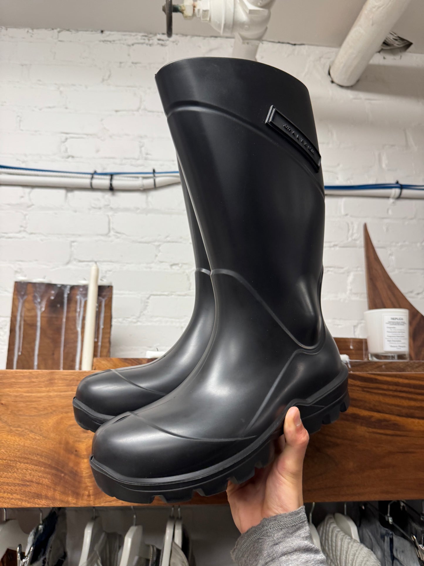 Alyx Studios ‘Wellington’ Black Waterproof Rubber Rain Boots