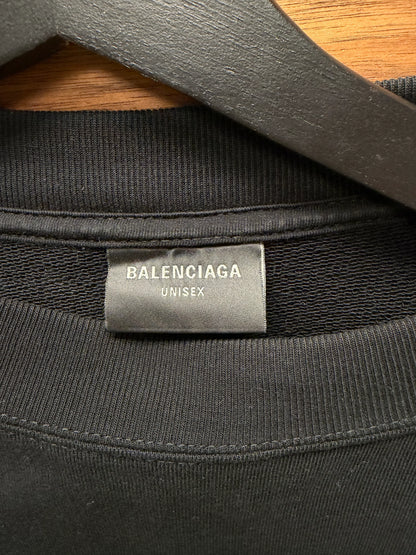 SS2024 Balenciaga ‘Layered Sports Logo’ Black Heavy Cotton Sweatshirt