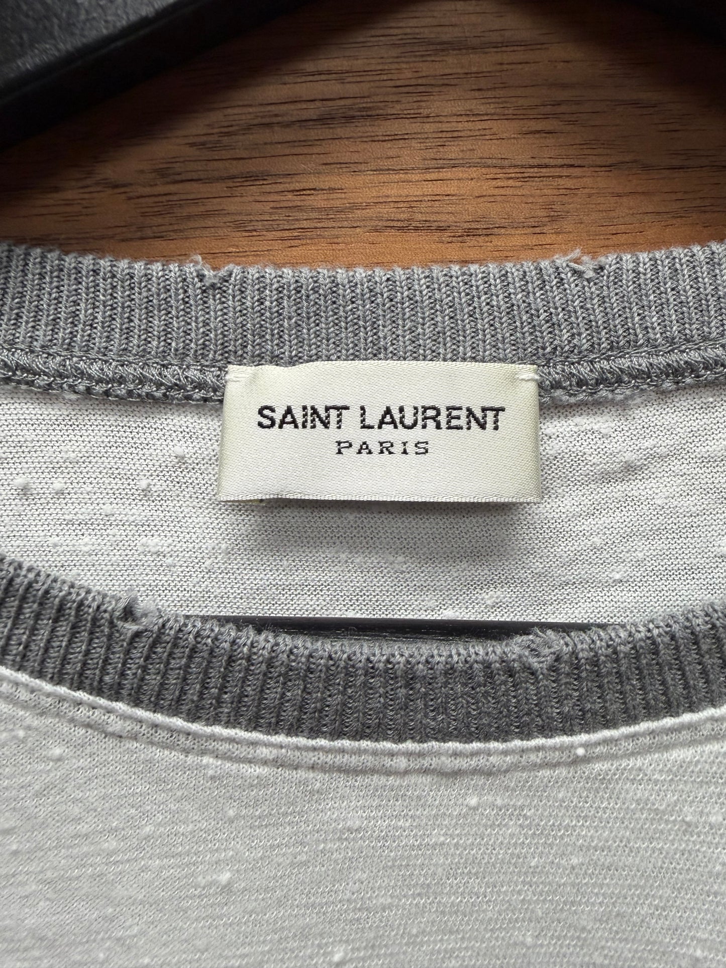 2018 Saint Laurent ‘Constellations’ White/Pink Baseball Sleeve Shirt