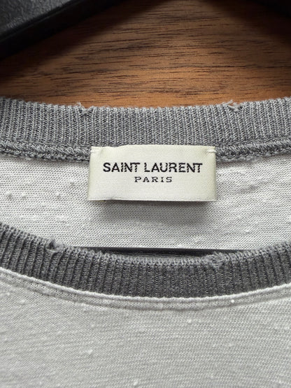 2018 Saint Laurent ‘Constellations’ White/Pink Baseball Sleeve Shirt