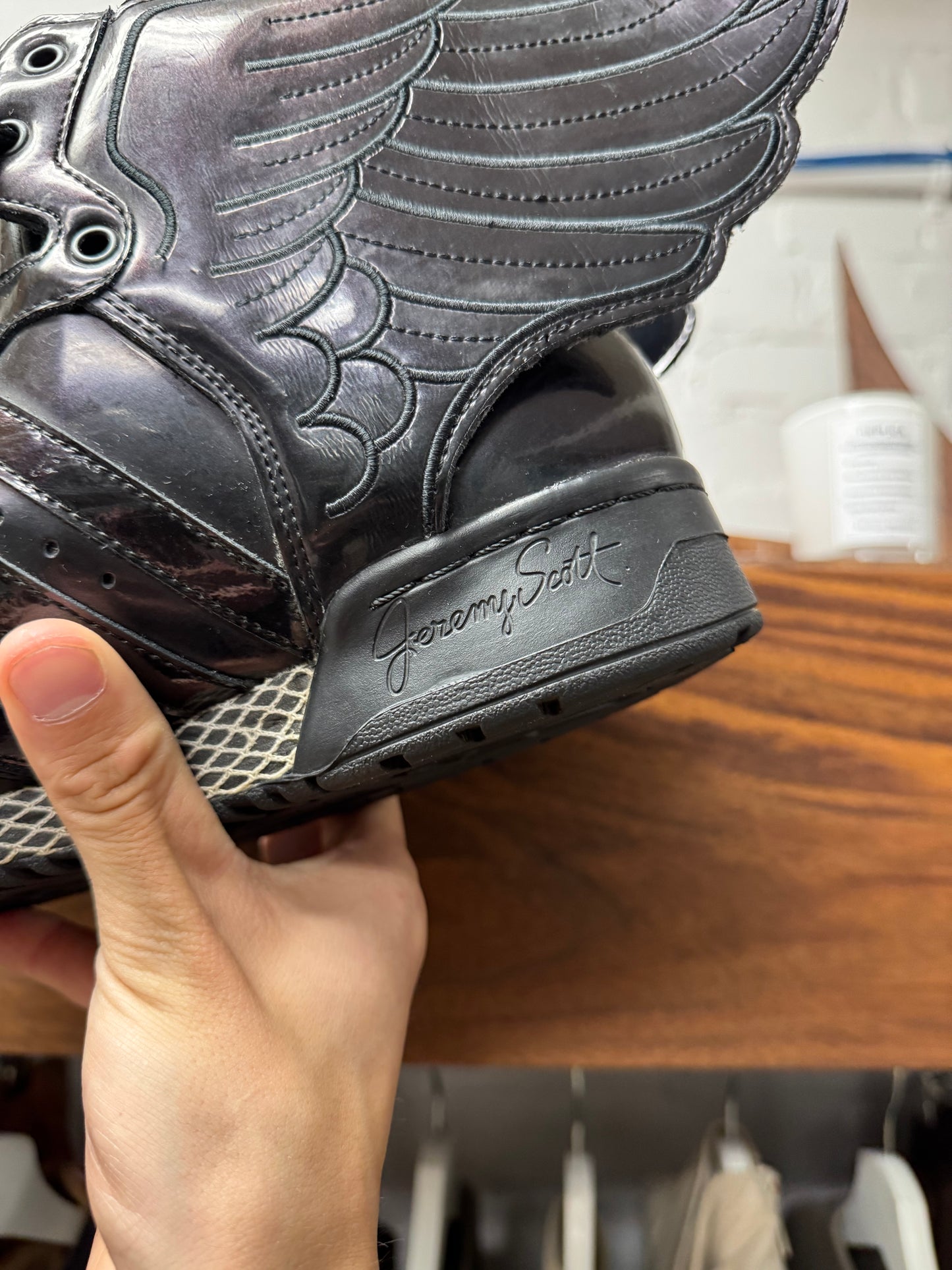 Jeremy Scott Wings 2.0 Black Patent Leather High Top Sneakers