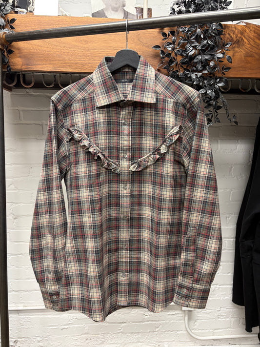 Gucci Plaid Western Shirt with Pleated ‘Ruffle’ Detailing