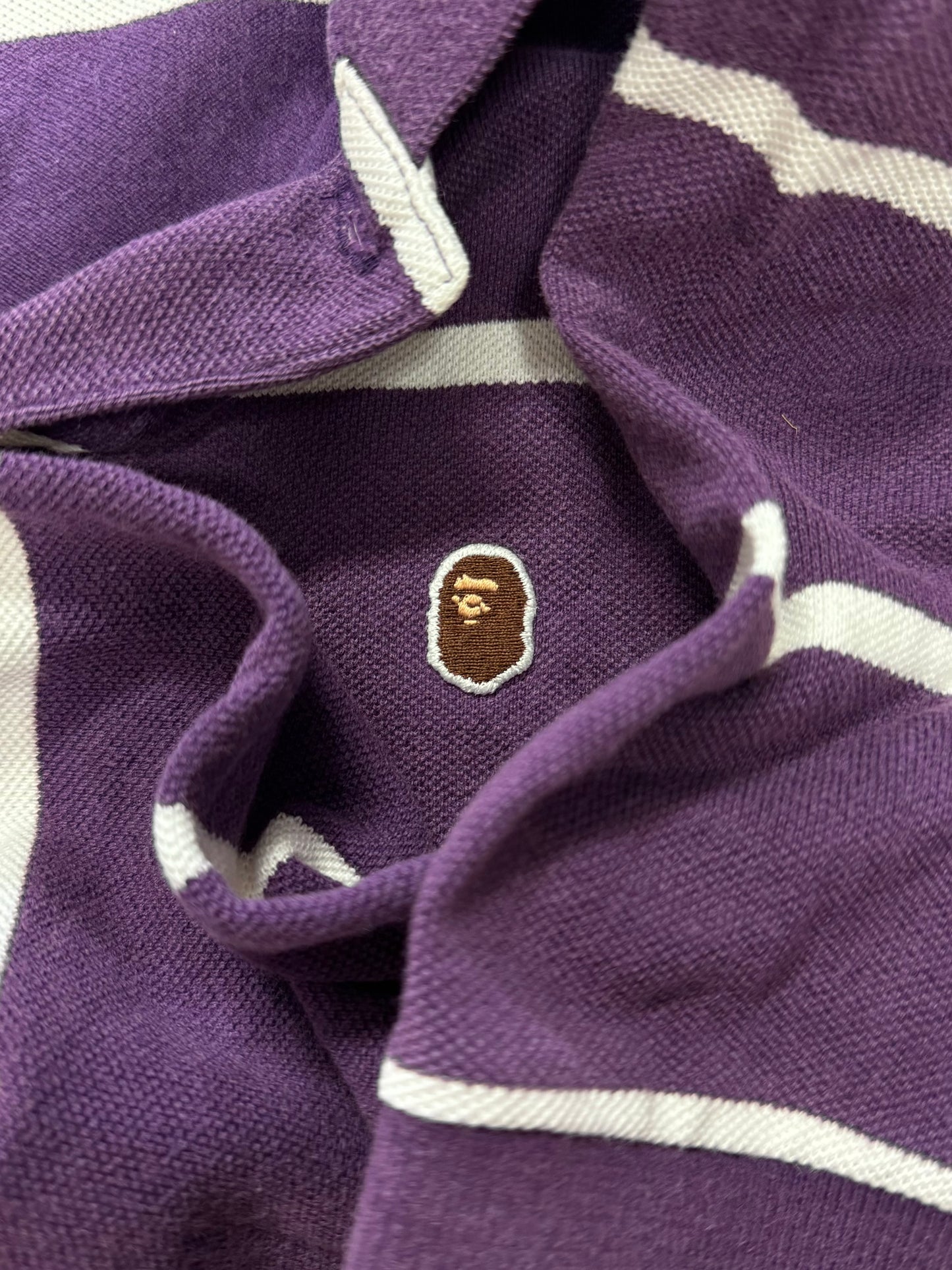 2000s Bape by Nigo Purple Striped Polo