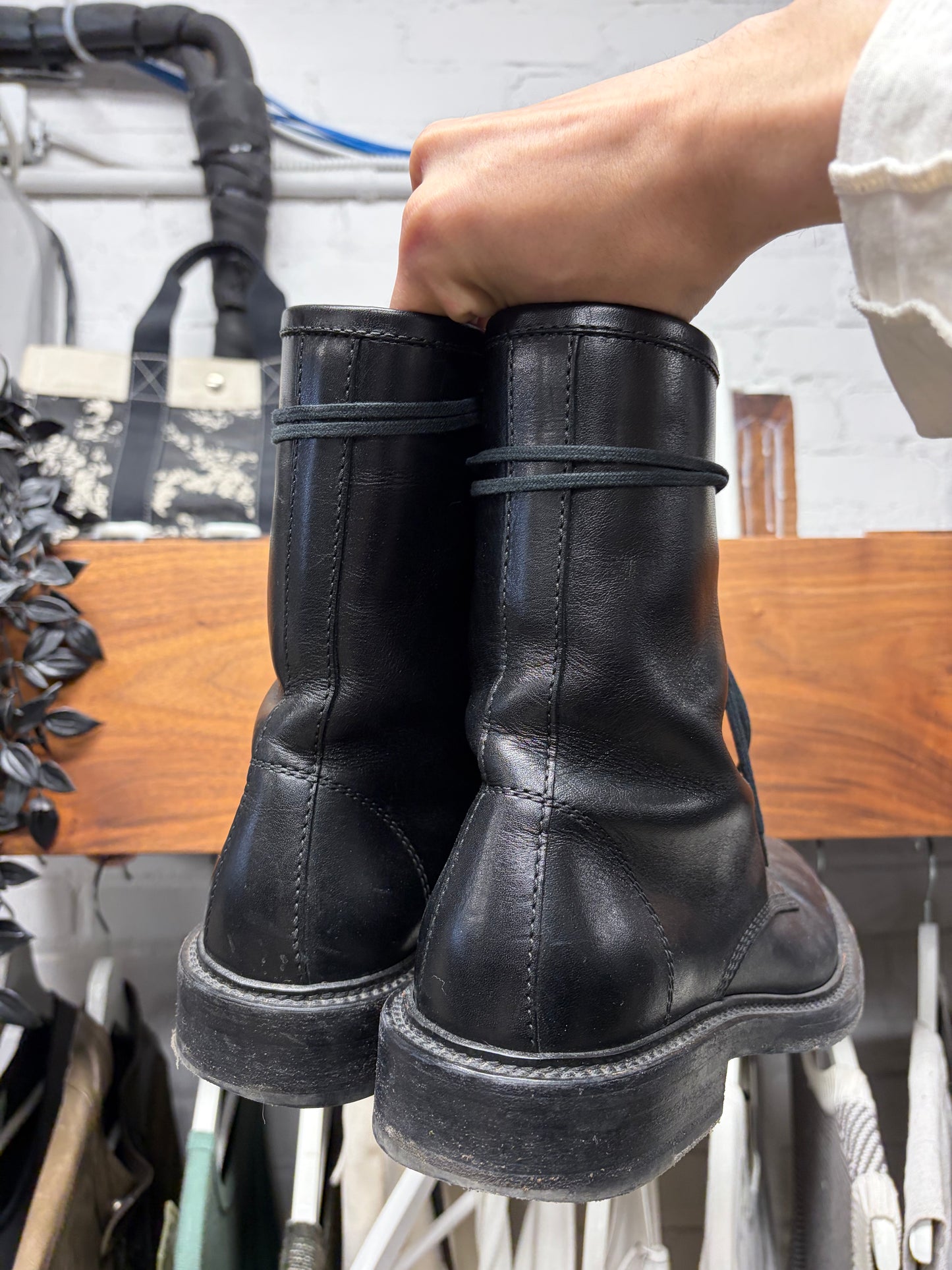 AW2014 Saint Laurent by Hedi Slimane ‘Ranger’ Black Leather Combat Boots