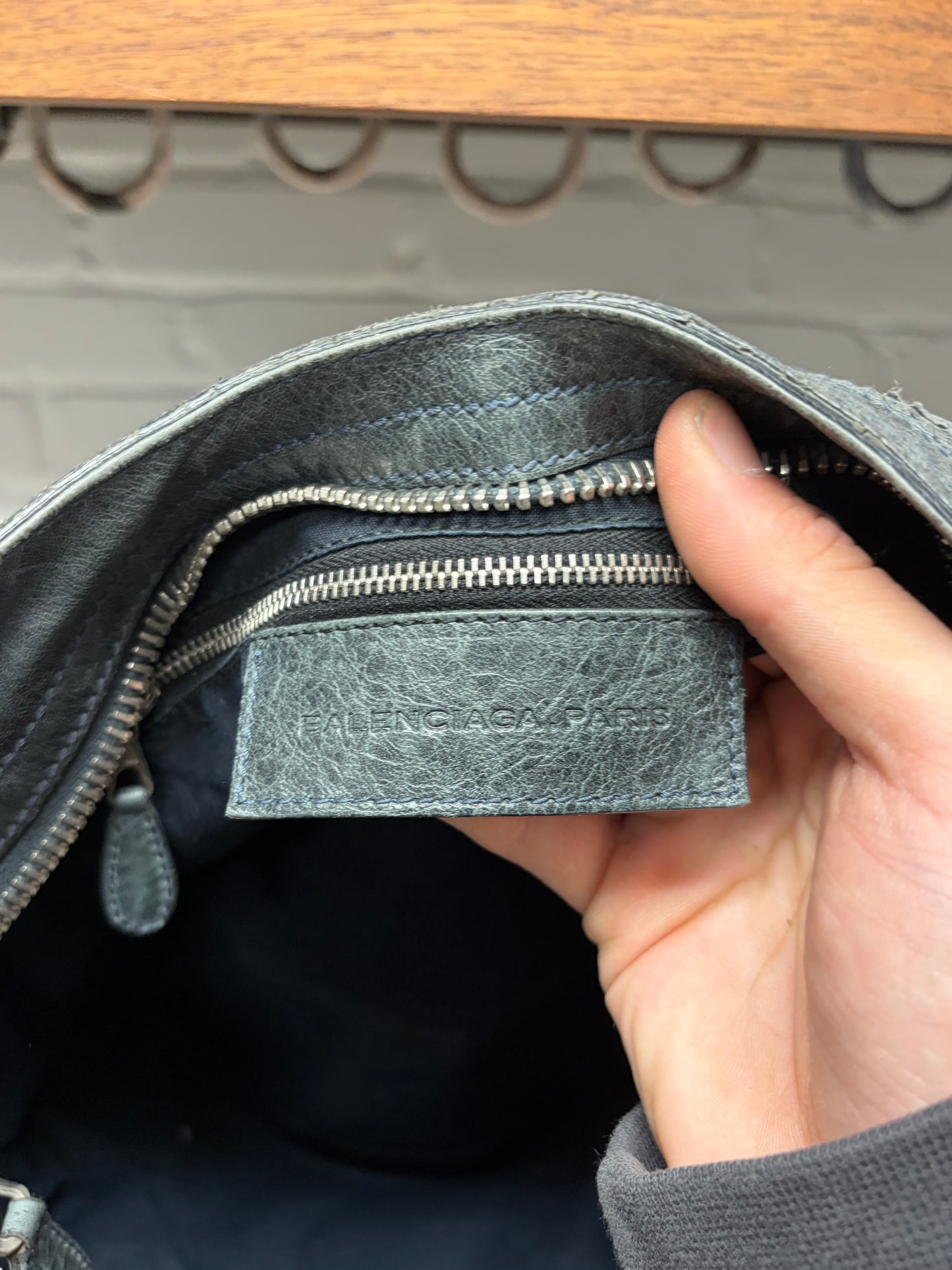 Balenciaga Anthracite/Silver Hardware Lambskin Leather ‘Giant’ City Bag