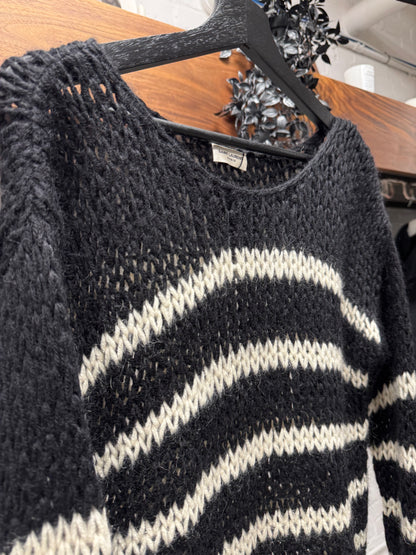 2016 Saint Laurent by Hedi Slimane ‘Loose Gauge’ Wool Striped Knit Sweater